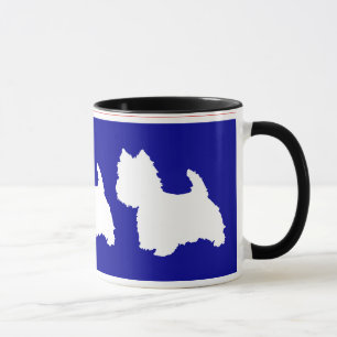 Westie Silhouette Rot und Blau Tasse