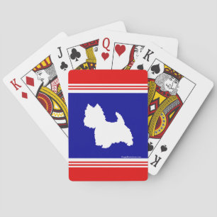 Westie Silhouette Rot, Weiß, Blau Spielkarten