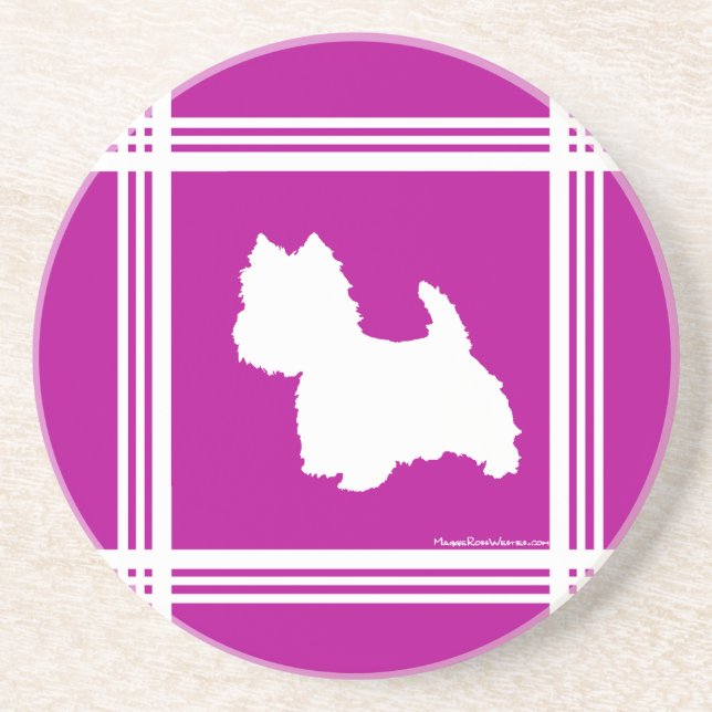 Westie Silhouette Sandstein Untersetzer (Vorne)
