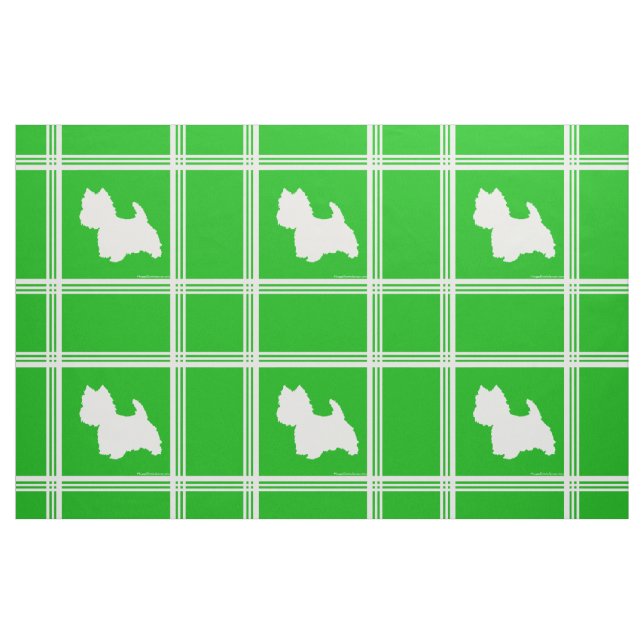 Westie-Silhouette über Grün Stoff (Fat Quarter (45,7 x 55,9 cm))