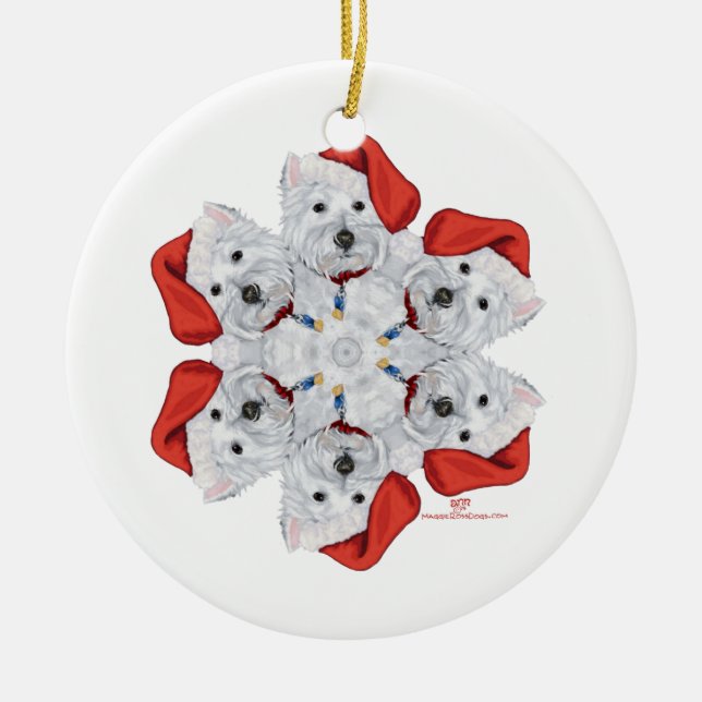 Westie Snowflake Keramikornament (Vorne)