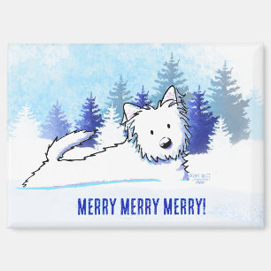 Westie Snowploe Winterhund Magnet