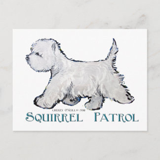 Westie Squirrel Patrol Postkarte