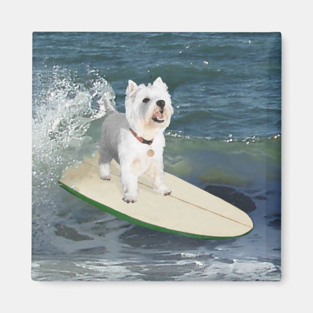 Westie Surfer Magnet (Vorne)