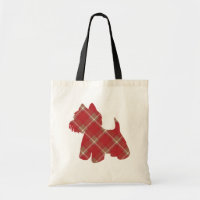 Westie Tartan Plaid Sac fourre-tout - Rouge