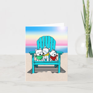 Westie Terrier Beach Trio Grußkarte Dankeskarte