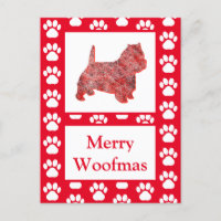 Westie Terrier Dog Silhouette Red Frohe Weihnachte