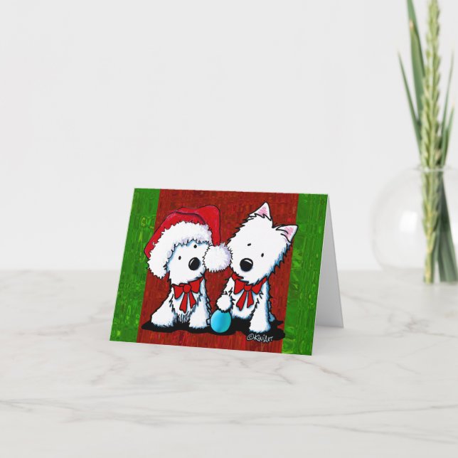 Westie Terrier Duo Weihnachtskarten Feiertagskarte (Vorderseite)