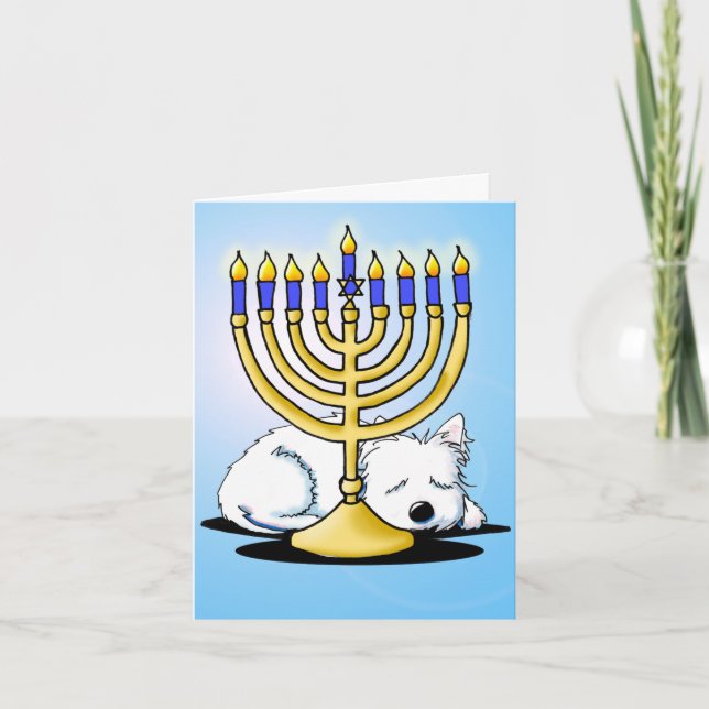 Westie Terrier Hanukkah Card Feiertagskarte (Vorderseite)