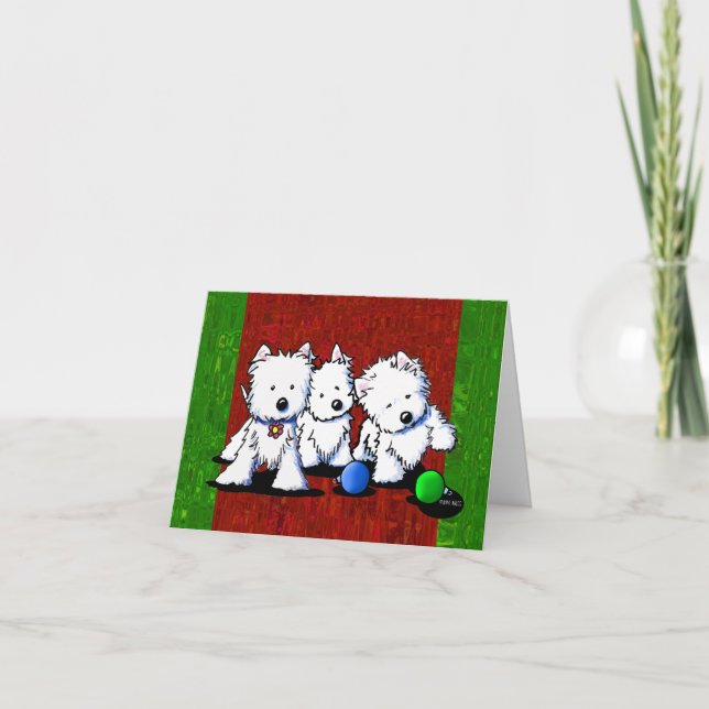 Westie Terrier Trio Christmas Cards Feiertagskarte (Vorderseite)