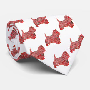Westie Terrier Weihnachts Hund Silhouette Weiße Kr Krawatte