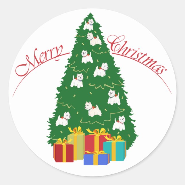 Westie Tree Runder Aufkleber (Vorderseite)