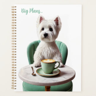 Westie trinkt Latte Planner Planer
