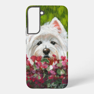 Westie und rosa Blumen Samsung Galaxy Hülle