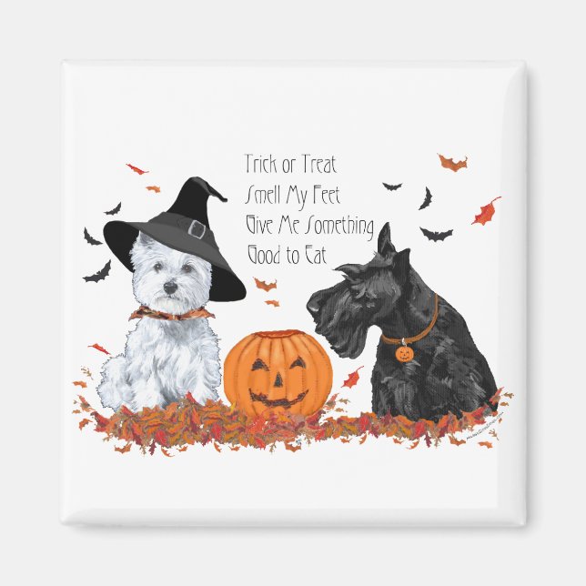 Westie und Scottie Halloween Magnet (Vorne)