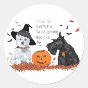Westie und Scottie Halloween Runder Aufkleber
