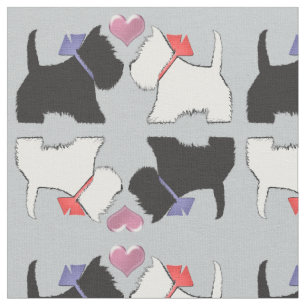 Westie und Scottie-Hundekunst-Gewebe Stoff