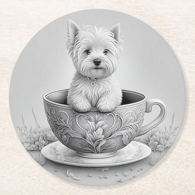 Westie Untersetzer - Wes-tea (Vorderseite)