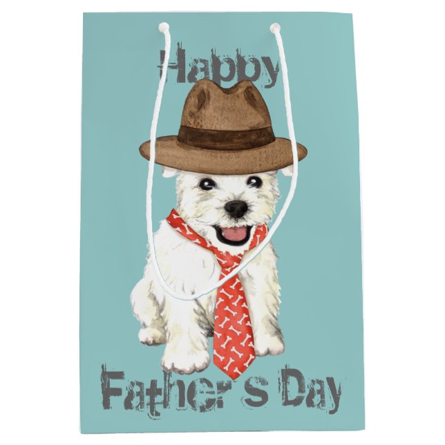 Westie Vater Mittlere Geschenktüte (Vorderseite)