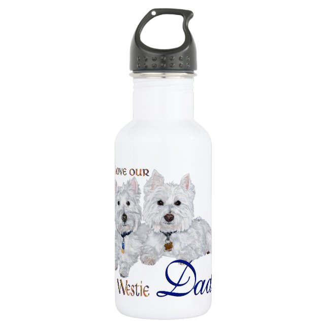 Westie Vatertag Edelstahlflasche (Vorderseite)