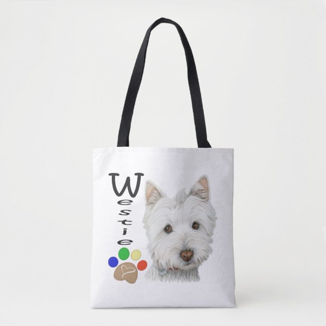 Westie verfolgt Kunst ganz über Tasche (Vorderseite)