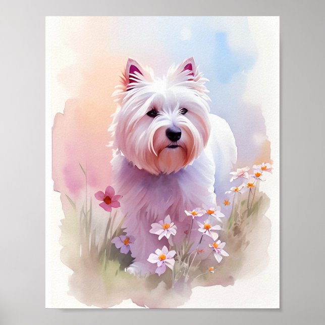 Westie Watercolor Portrait 1 Poster (Vorne)