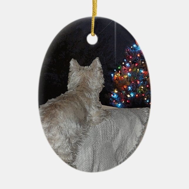 WESTIE WEIHNACHTSEhrfurcht Keramik Ornament (Vorne)