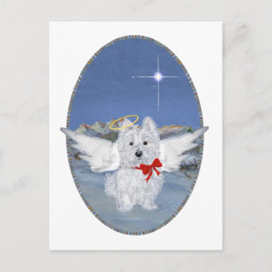 Westie-Weihnachtsengel Feiertagspostkarte