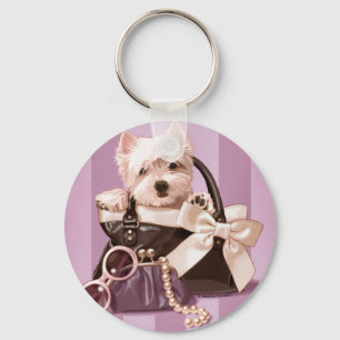Westie Welpe in der Handtasche Schlüsselanhänger