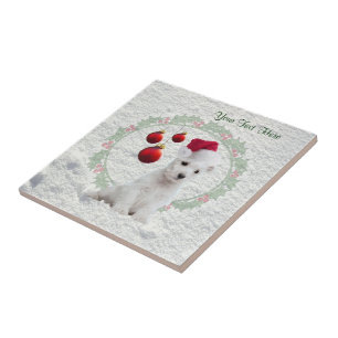 Westie Welpen-WeihnachtsKeramik-Fliese fertigen es Fliese