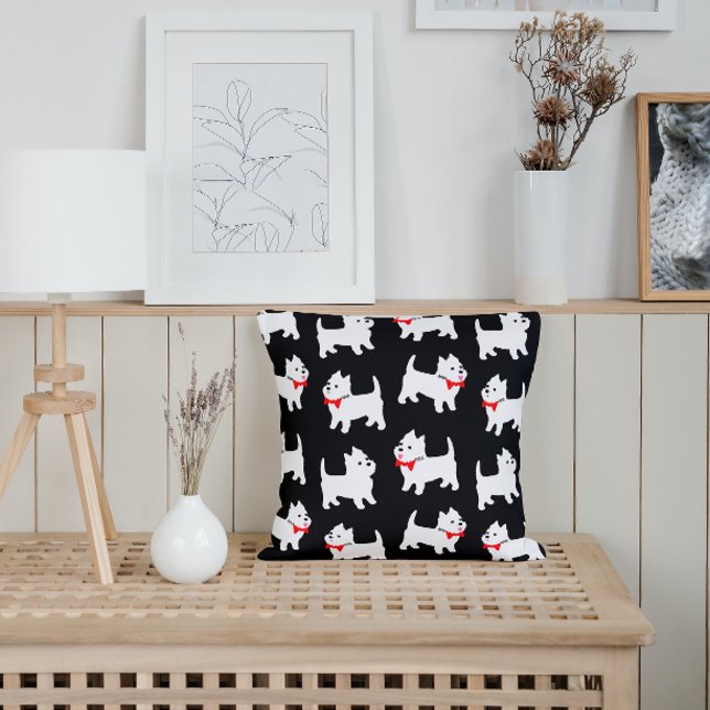 Westie - West Highland Terriers in Bow-Krawatte Kissen (Von Creator hochgeladen)