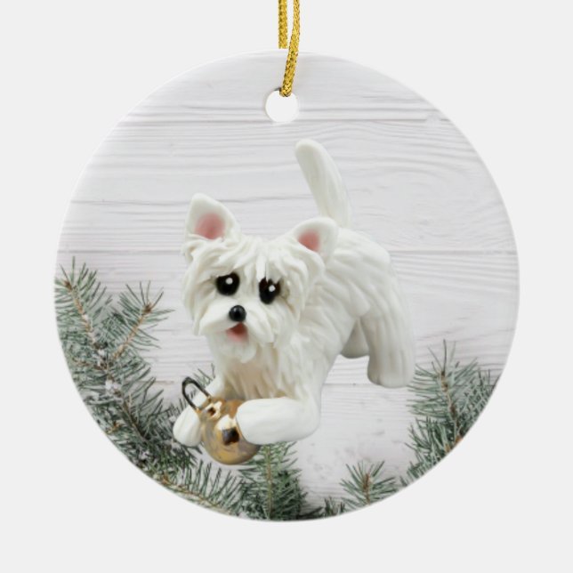 Westie West Highland White Terrier Keramik Ornament (Vorne)