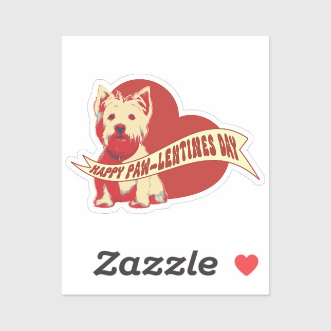 Westie (West Highland White Terrier) Pawlentine Aufkleber (Blatt)