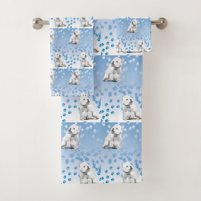 Westie Westhochland-Terrier-Bad-Tuch Badhandtuch Set (Insitu)