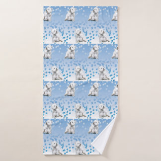 Westie Westhochland-Terrier-Bad-Tuch-Blau-Tatzen Badehandtuch