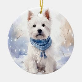Westie Winter Christmas Keramik Ornament