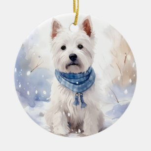 Westie Winter Christmas Keramik Ornament