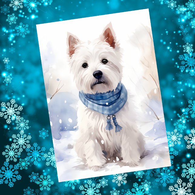 Westie Winter Snow Feiertagskarte (Von Creator hochgeladen)