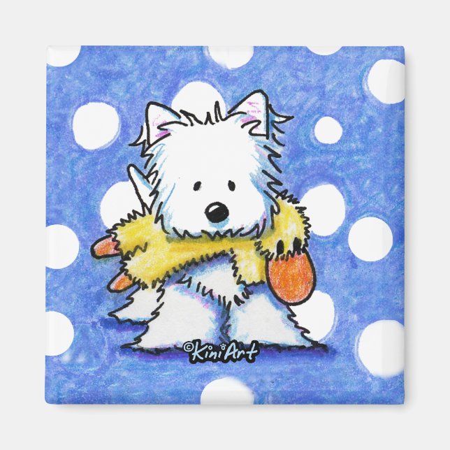Westie with Toy Duck Magnet (Vorne)