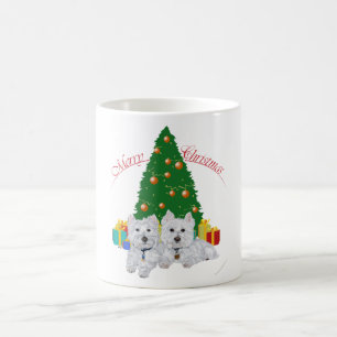 Westies am Weihnachtsbaum Kaffeetasse