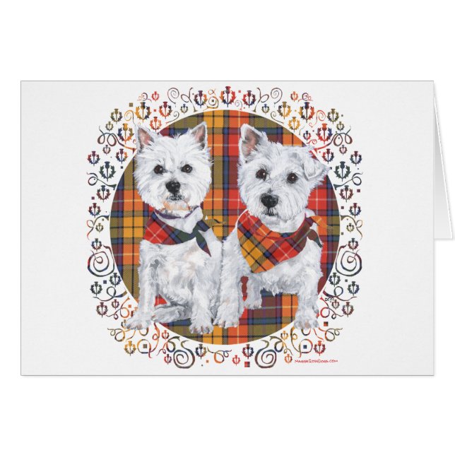 Westies auf Tartan (Vorderseite (Horizontal))