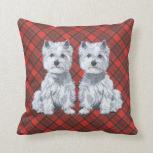 Westies auf Tartan-KISSEN Kissen