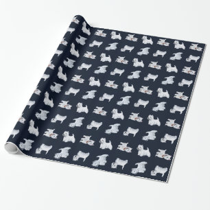 Westies gestackt auf schwarz geschenkpapier