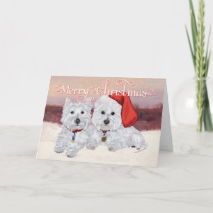 Westies in der Winterzeit Feiertagskarte