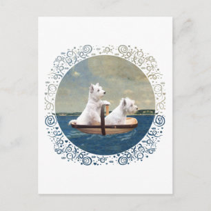 Westies setzen Segel Postkarte