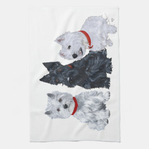 Westies und ein Scottie zusammen Handtuch