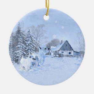 Westies Weihnachtsbaumanhänger Keramikornament