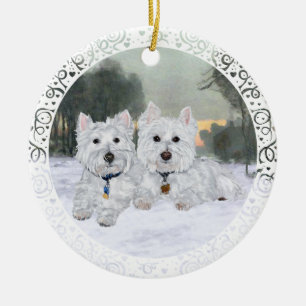 Westies Weihnachtsverzierung Keramikornament