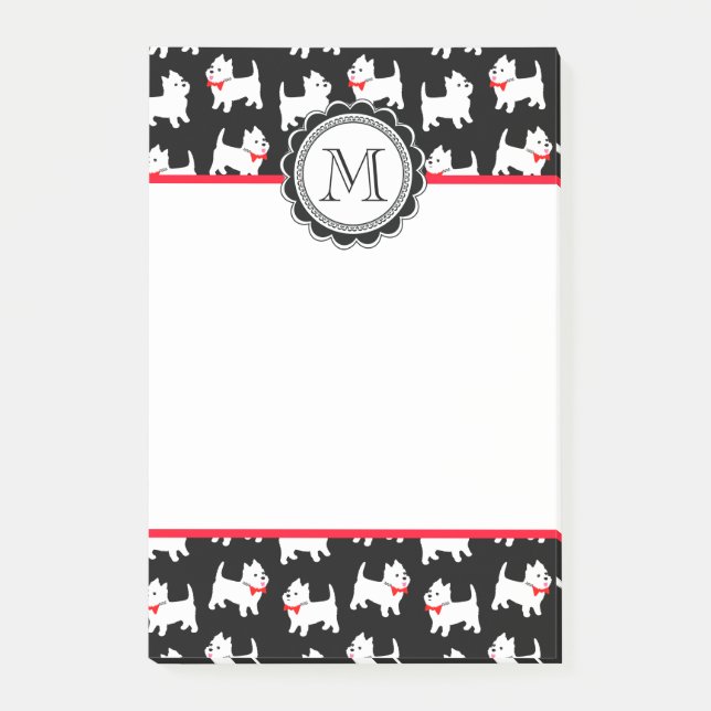 Westies West Highland White Terrier Muster Post-it Klebezettel (Vorderseite)