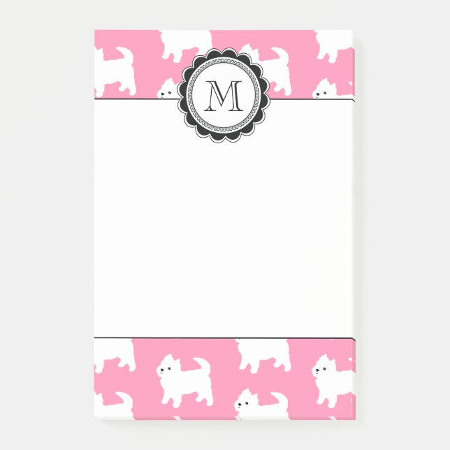 Westies Westhochland-Terrier-Muster-Rosa Post-it Klebezettel (Vorderseite)